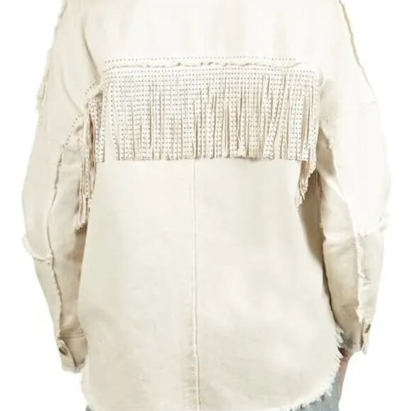 NIKKI LUND  fringe oversized jacket - natural, Size SMALL, NWT - Picture 2 of 13